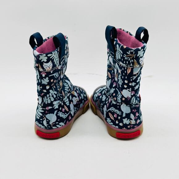 See Kai Run Girls 4c Blue Purple Animal Forest Toddler Pull On Rain Boots - Picture 6 of 10